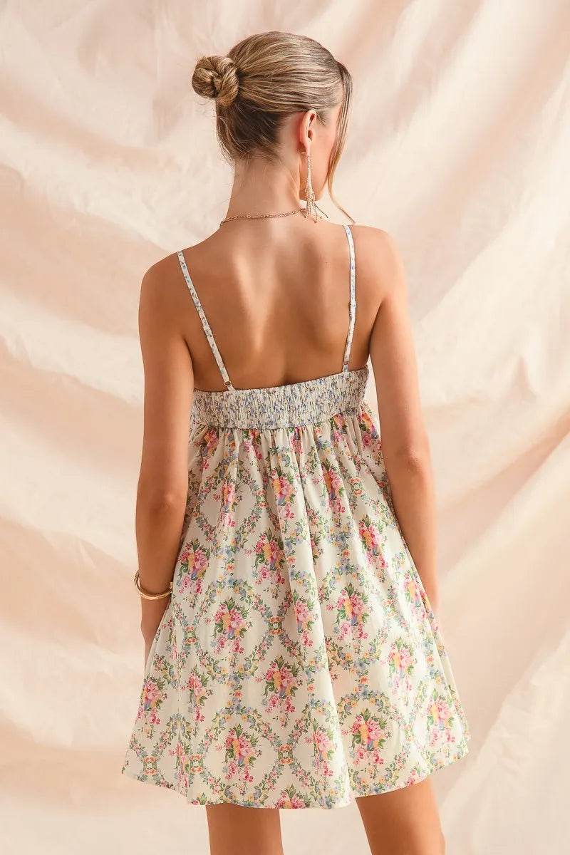 SO ME Mixed Floral Print Sleeveless Mini Dress - Veloro