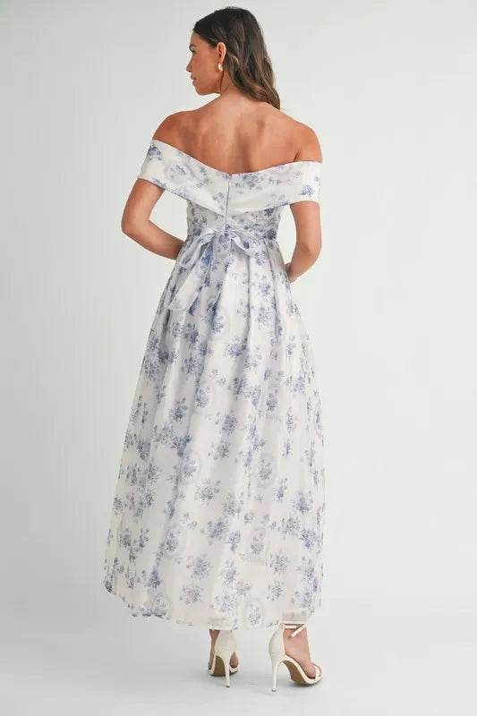 MABLE Floral Printed Off Shoulder Maxi Dress - Veloro