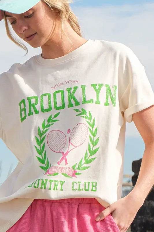 Lime 'N' Chili Brooklyn Graphic Round Neck Short Sleeve Top - Veloro