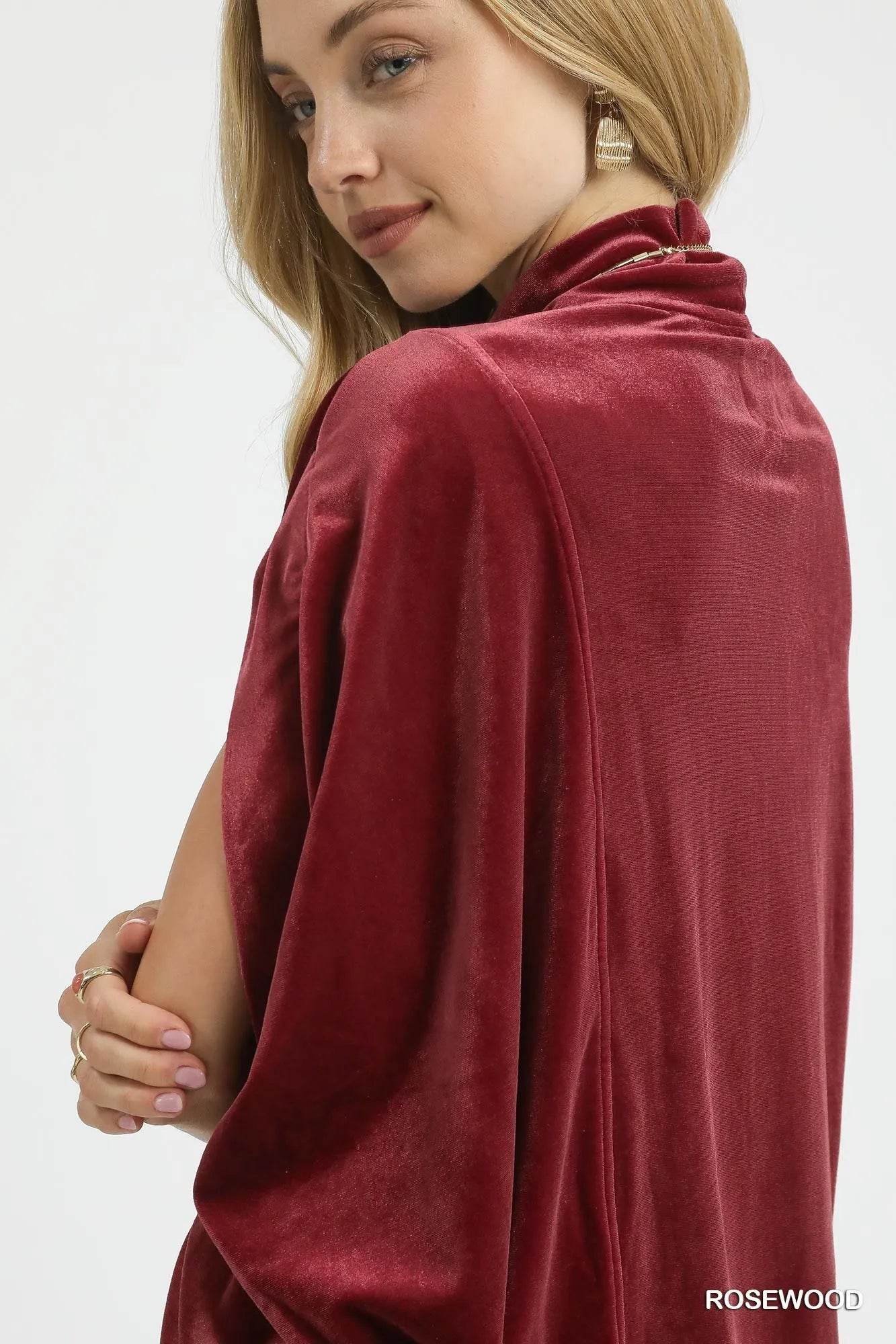 Umgee Velvet Mock Neck Sleeveless Blouse - Veloro