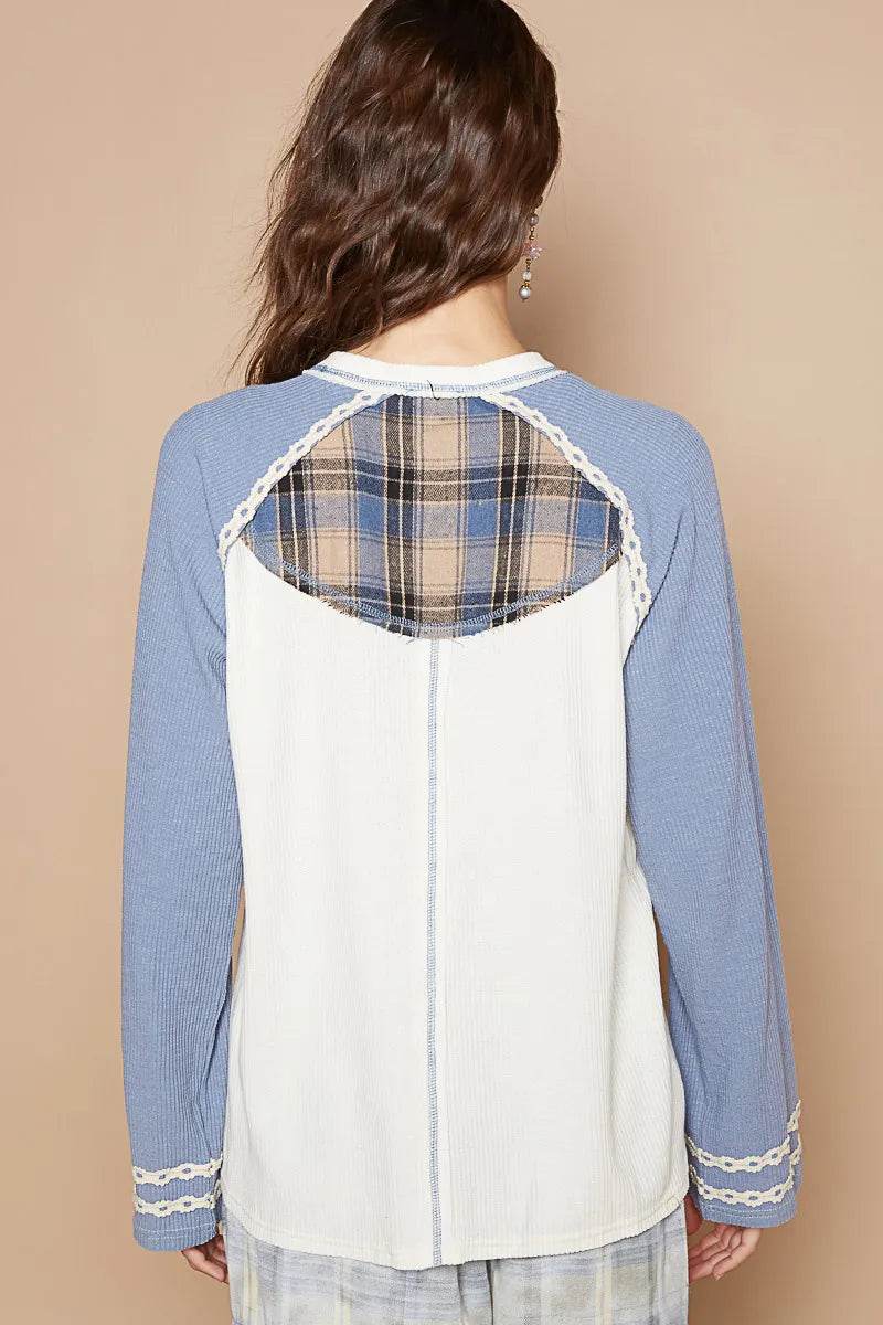 POL Plaid Number 06 Raglan Sleeve T-Shirt - Veloro