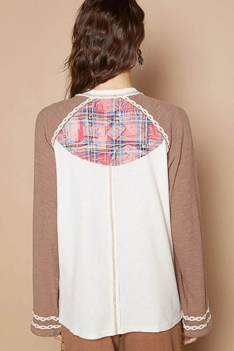 POL Plaid Number 06 Raglan Sleeve T-Shirt - Veloro