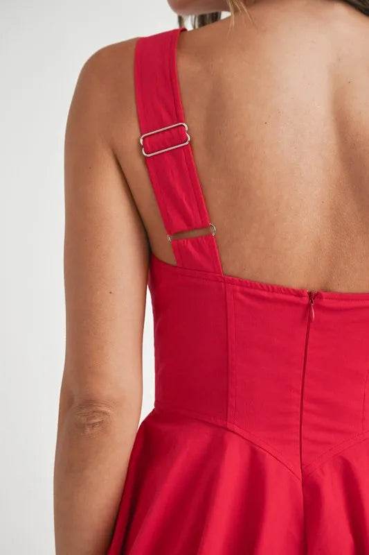 MABLE Poplin Square Neckline Bubble Mini Dress - Veloro
