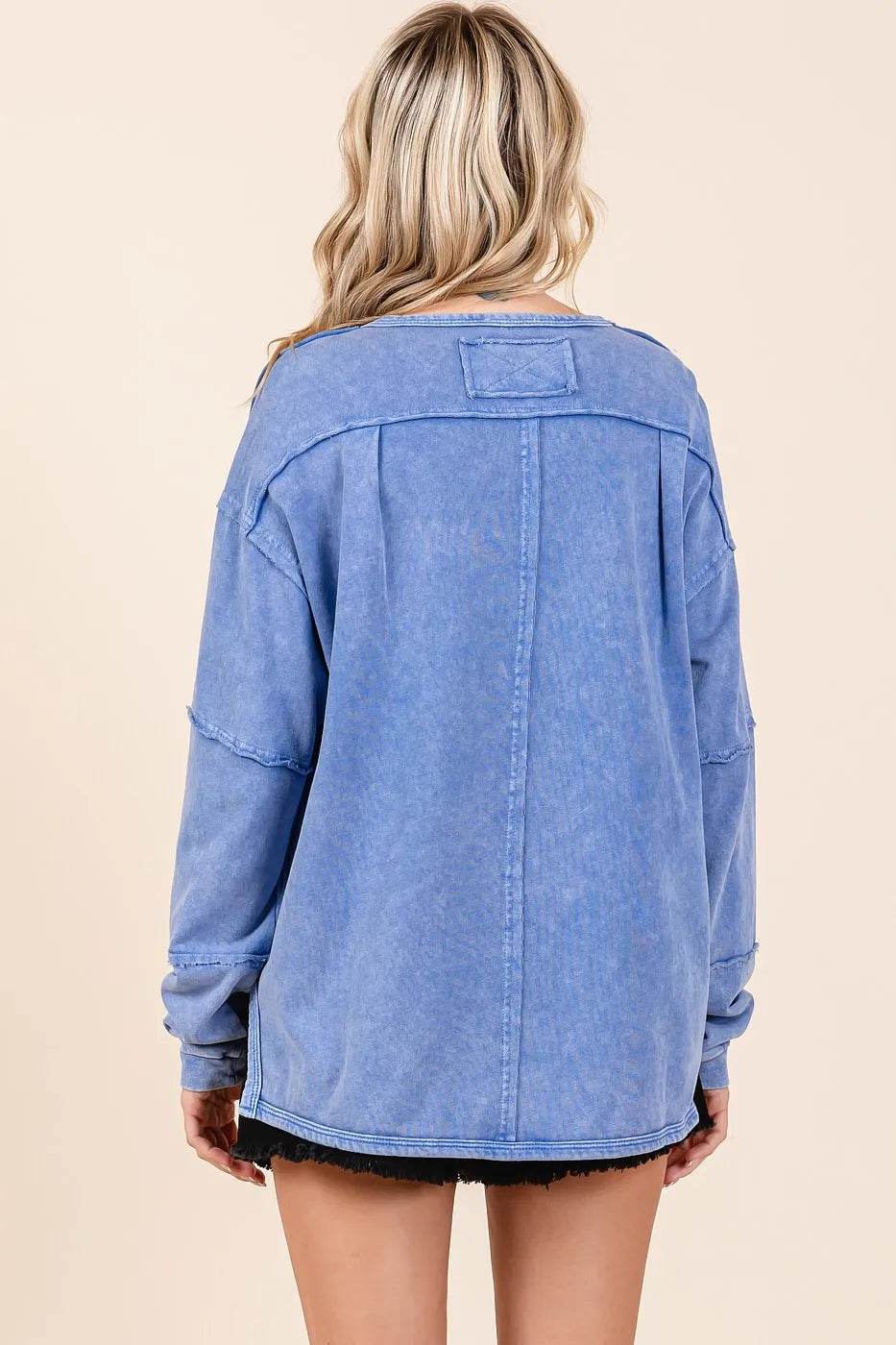 Mittoshop Star Graphic Mineral Wash Long Sleeve Top - Veloro