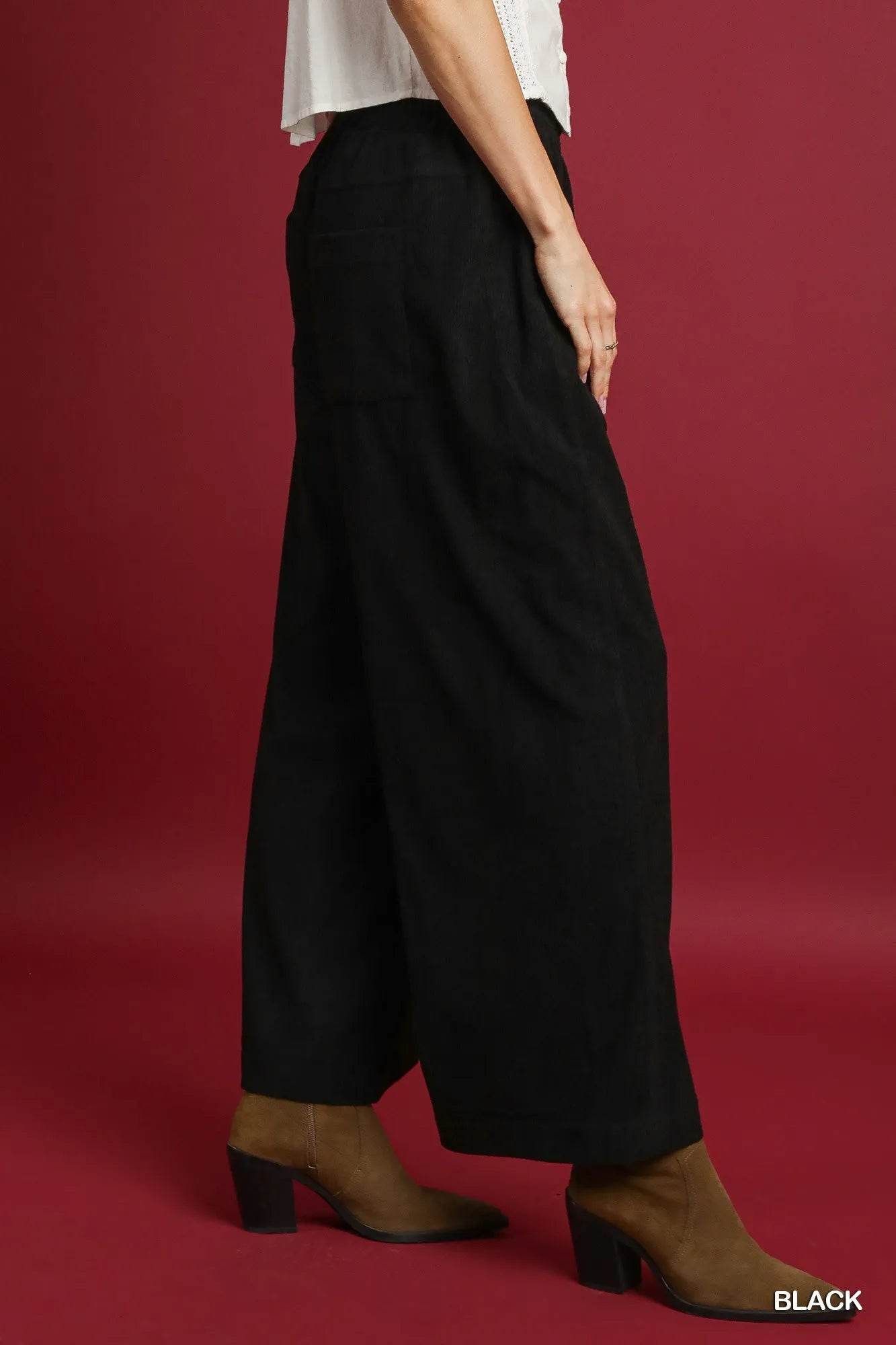Umgee Wide-Leg Corduroy Pants - Veloro