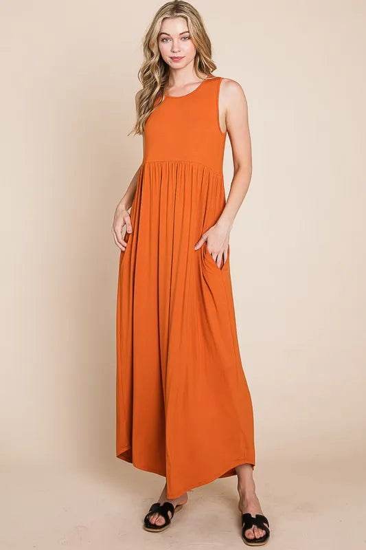 BOMBOM Sleeveless Maxi Dress with Pockets - Veloro