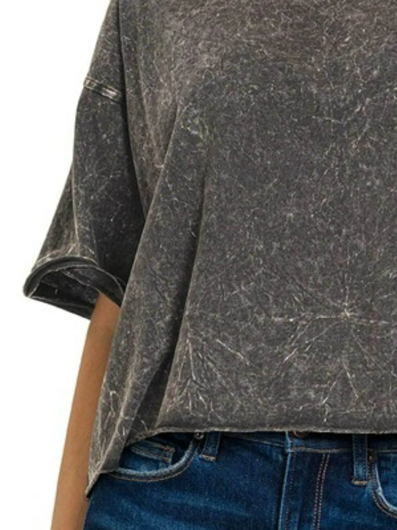 Zenana Acid Crinkle-Washed Oversized T-Shirt - Veloro
