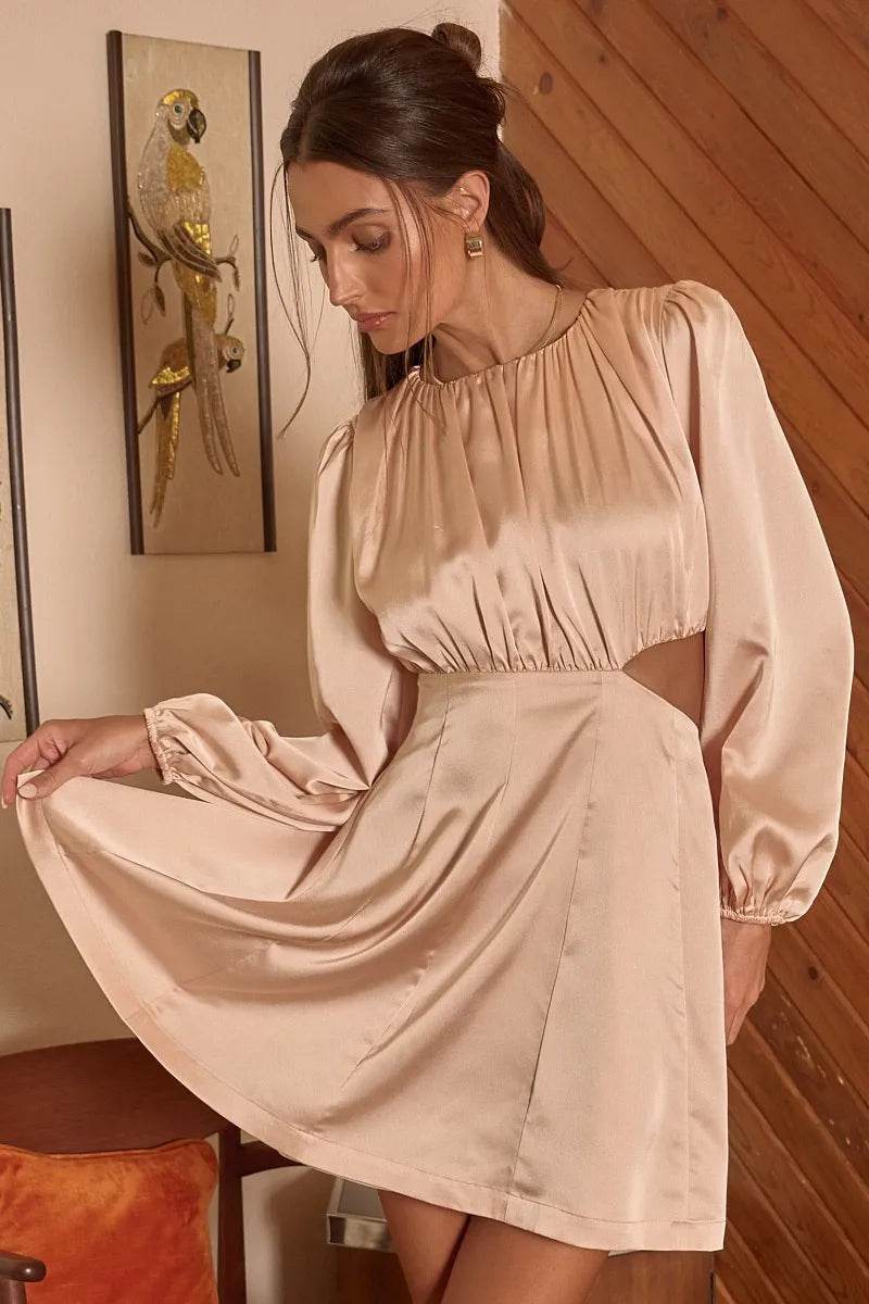 Mittoshop Satin Side Cutout Detail Mini Dress - Veloro