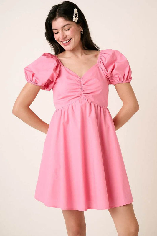 Mittoshop Sweetheart Puff Sleeve Smocked Mini Dress - Veloro