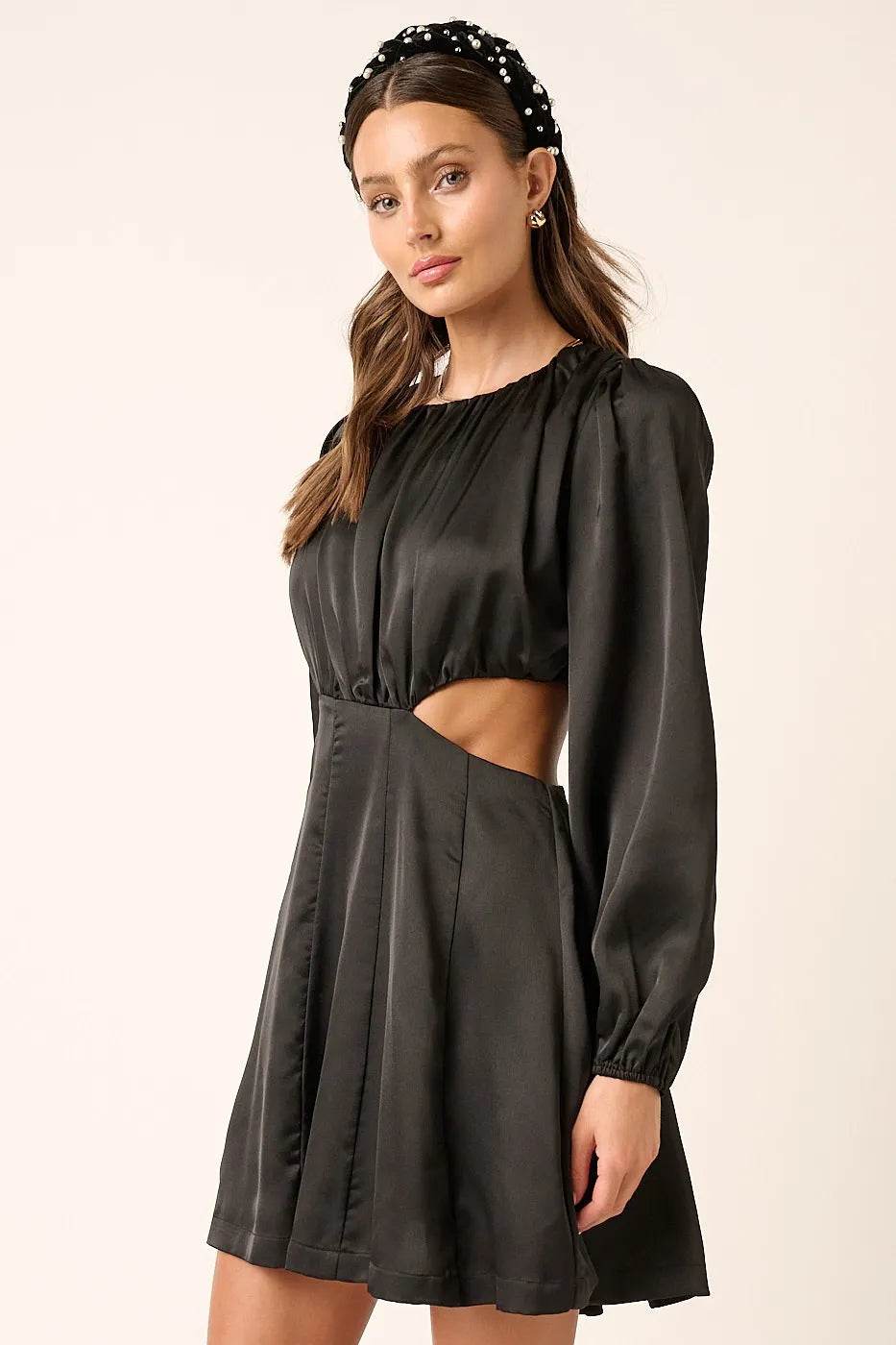 Mittoshop Satin Side Cutout Detail Mini Dress - Veloro