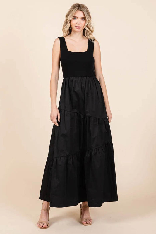 Mittoshop Mix Media Square Neck Maxi Dress - Veloro