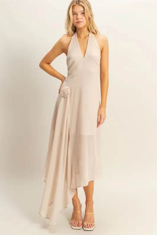 HYFVE Chiffon Halter Asymmetrical Hem Dress - Veloro