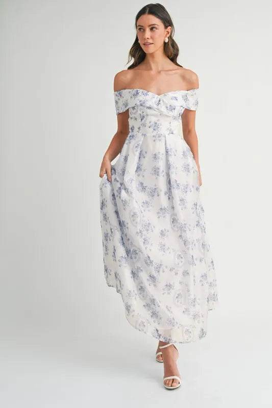 MABLE Floral Printed Off Shoulder Maxi Dress - Veloro