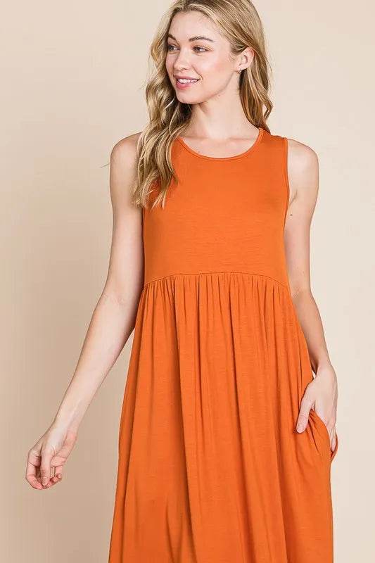 BOMBOM Sleeveless Maxi Dress with Pockets - Veloro