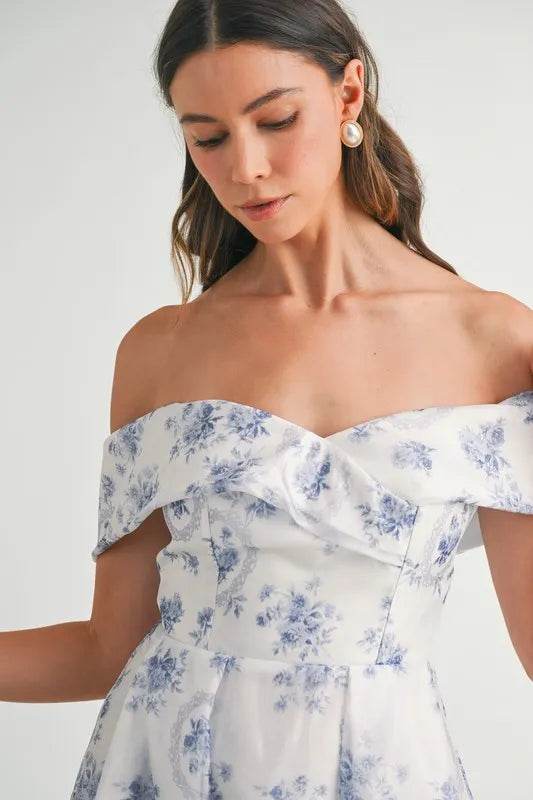 MABLE Floral Printed Off Shoulder Maxi Dress - Veloro