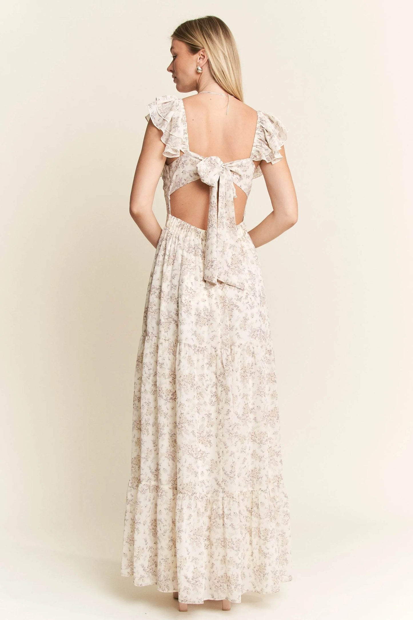 Jade By Jane Full Size Ruffle Sleeve Tiered Maxi Dress Plus Size - Veloro