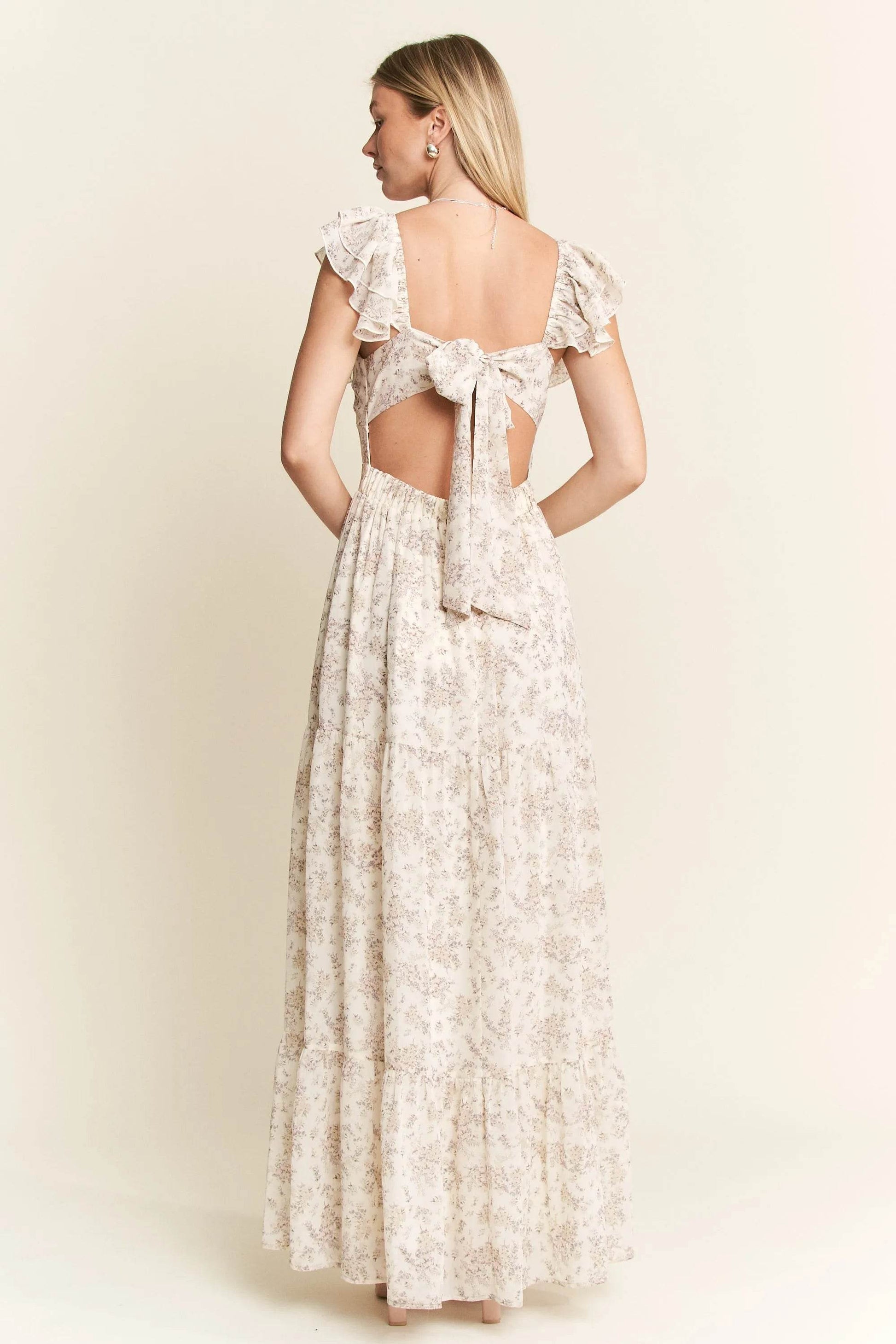 Jade By Jane Full Size Ruffle Sleeve Tiered Maxi Dress Plus Size - Veloro
