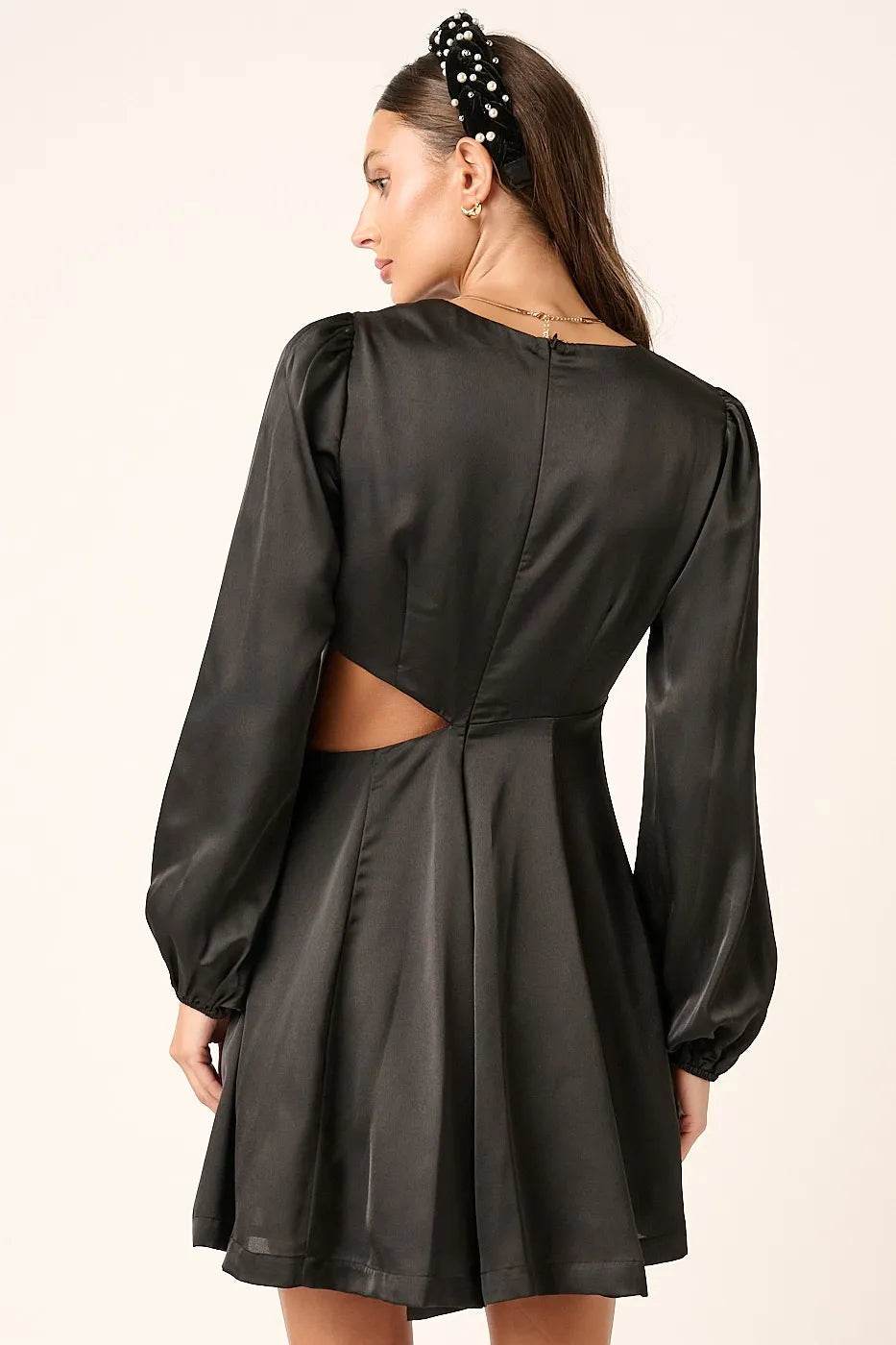 Mittoshop Satin Side Cutout Detail Mini Dress - Veloro