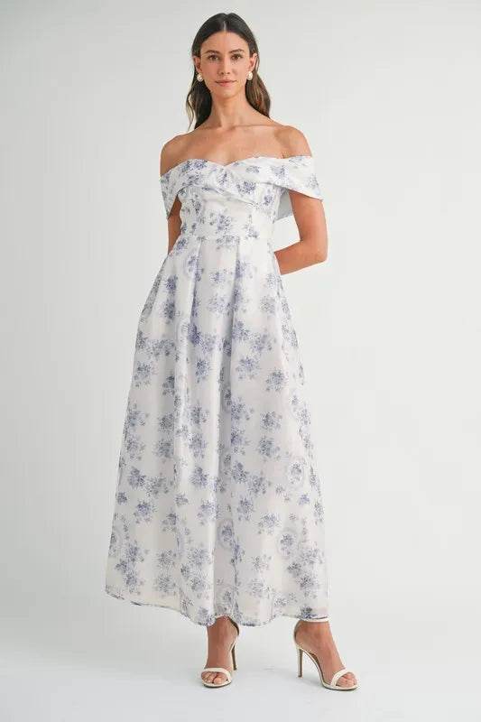 MABLE Floral Printed Off Shoulder Maxi Dress - Veloro