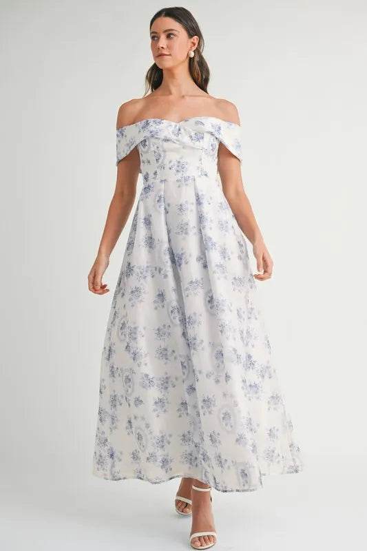MABLE Floral Printed Off Shoulder Maxi Dress - Veloro
