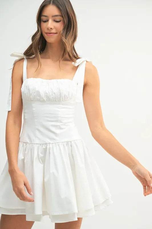 MABLE Shoulder Tie Corset Panel Mini Dress - Veloro