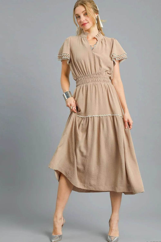 Umgee Tiered Flutter Sleeve Midi Dress - Veloro