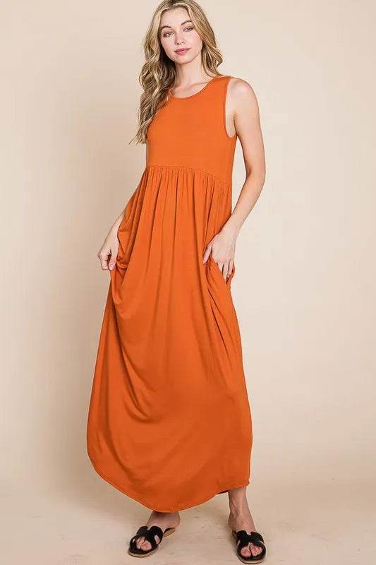 BOMBOM Sleeveless Maxi Dress with Pockets - Veloro