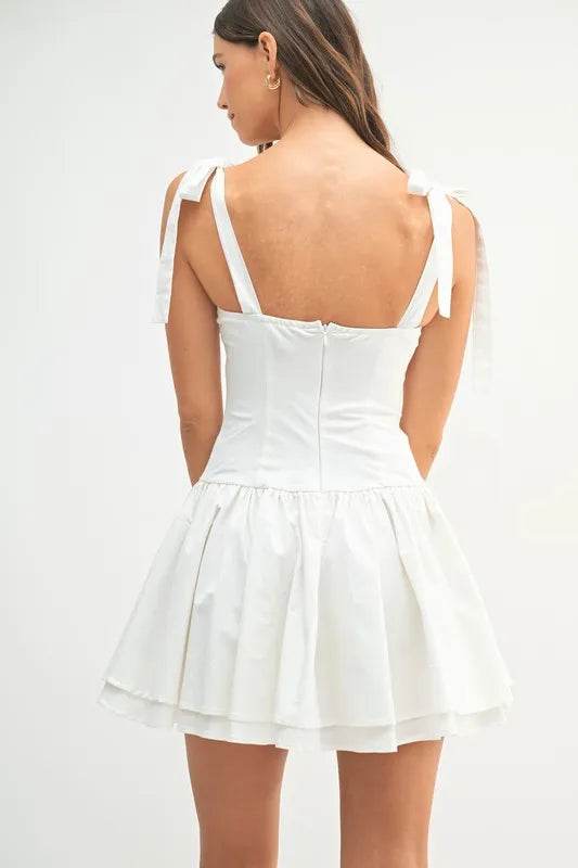 MABLE Shoulder Tie Corset Panel Mini Dress - Veloro