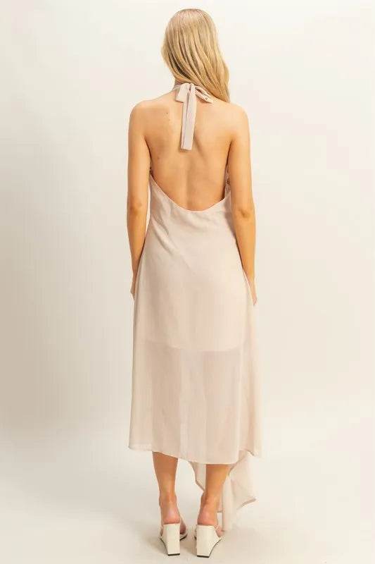 HYFVE Chiffon Halter Asymmetrical Hem Dress - Veloro