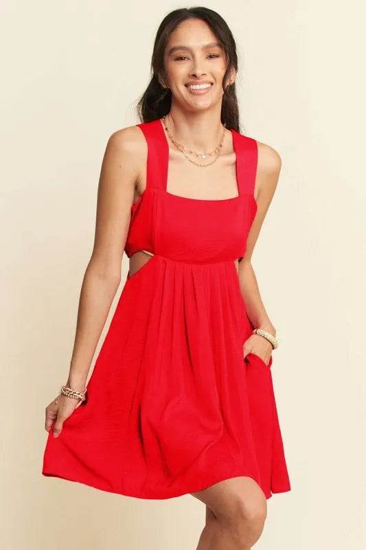 Davi & Dani Washed Satin Cutout Skirt Bandeau Mini Dress - Veloro