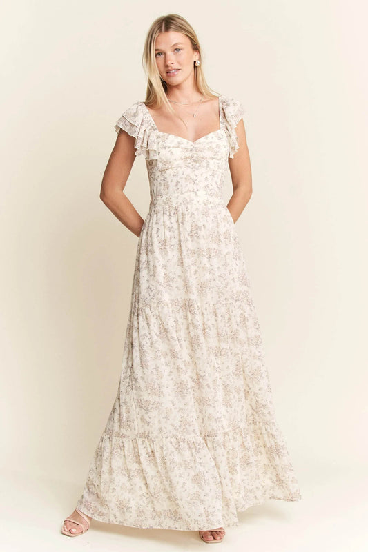 Jade By Jane Full Size Ruffle Sleeve Tiered Maxi Dress Plus Size - Veloro