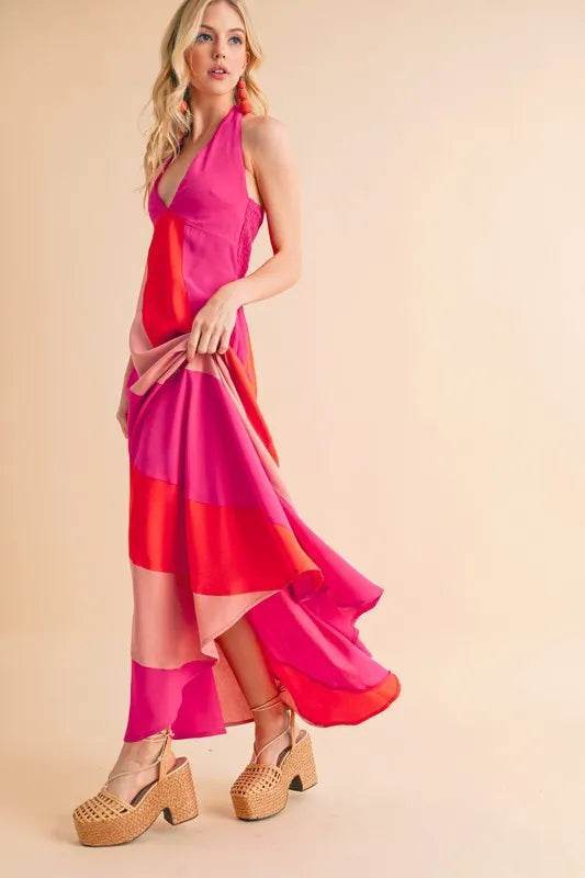 Aemi+Co Color Block Sleeveless Maxi Dress - Veloro