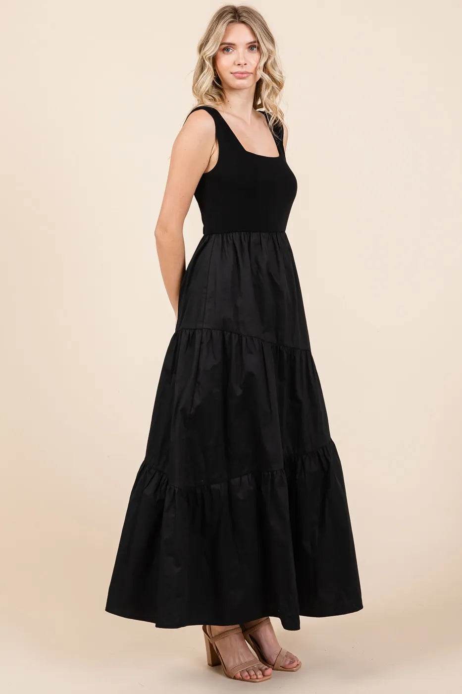 Mittoshop Mix Media Square Neck Maxi Dress - Veloro