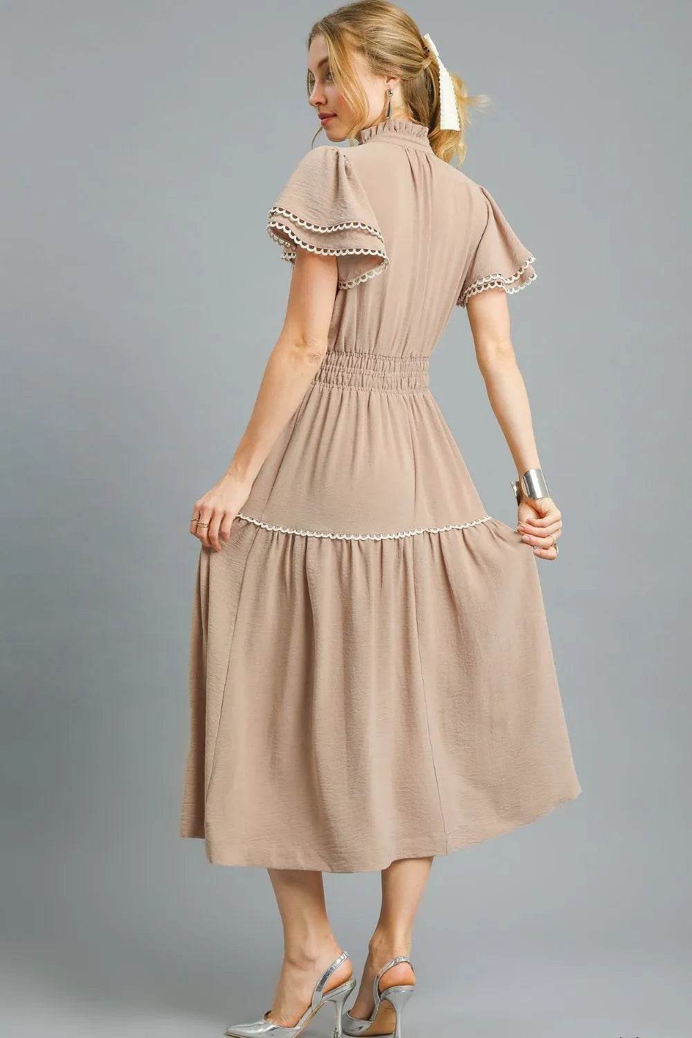 Umgee Tiered Flutter Sleeve Midi Dress - Veloro