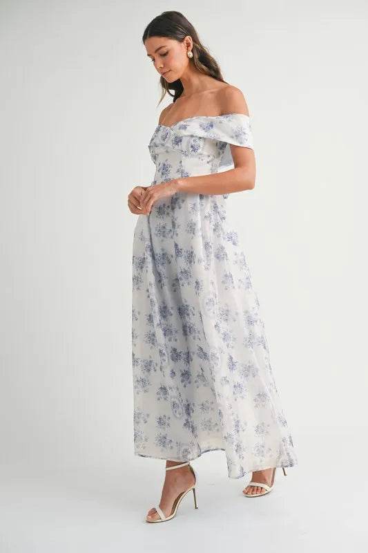 MABLE Floral Printed Off Shoulder Maxi Dress - Veloro