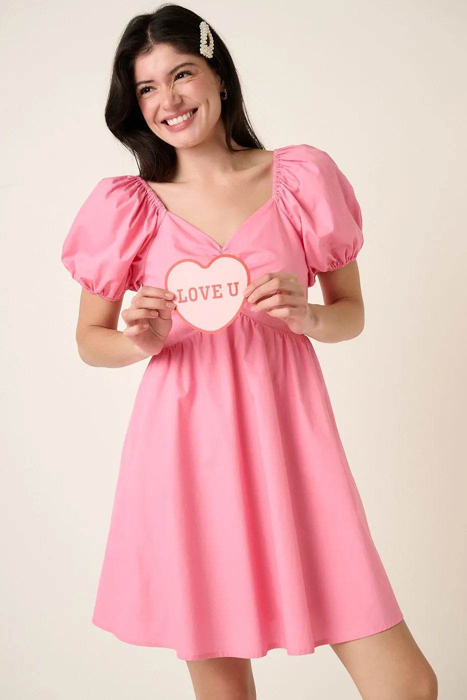 Mittoshop Sweetheart Puff Sleeve Smocked Mini Dress - Veloro