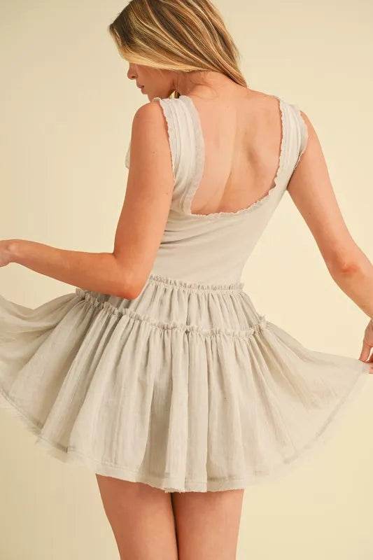 Aemi+Co Frill Sleeveless Drop Waist Mini Dress - Veloro
