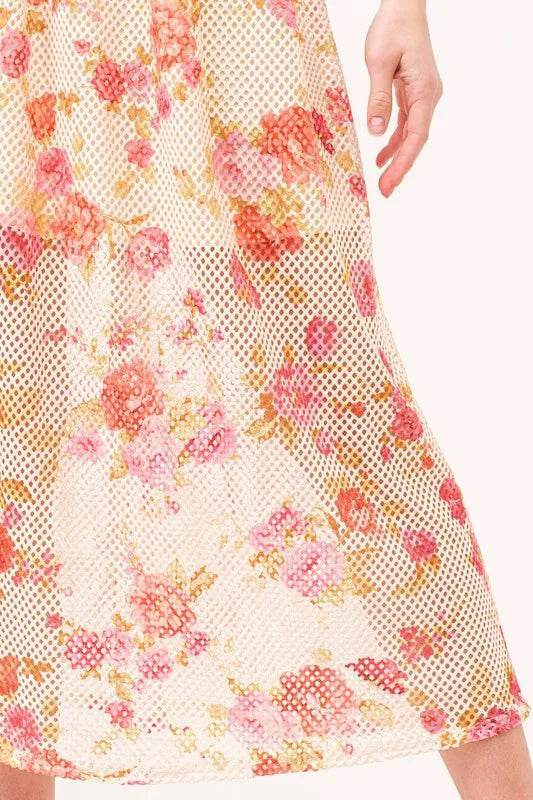 And The Why Fish-Net Floral Printed Midi Dress - Veloro