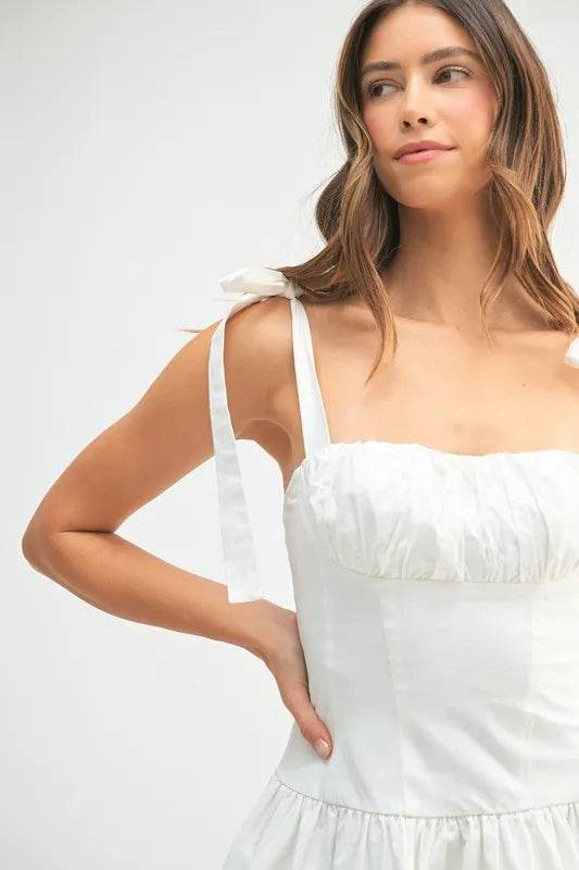 MABLE Shoulder Tie Corset Panel Mini Dress - Veloro