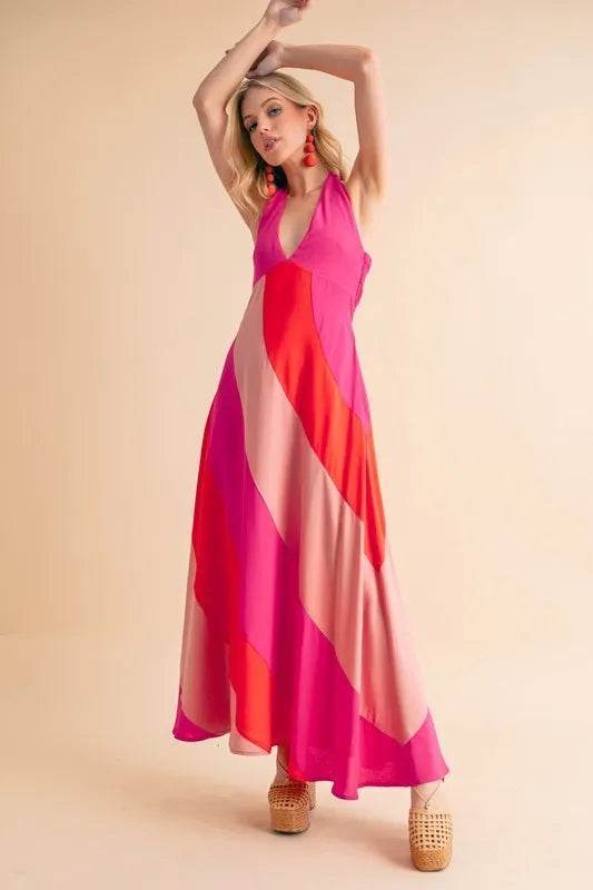 Aemi+Co Color Block Sleeveless Maxi Dress - Veloro