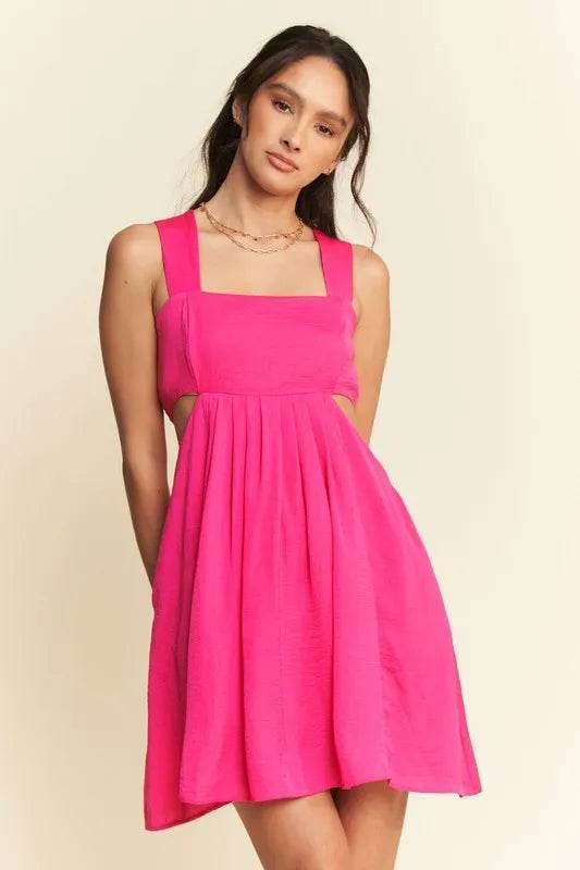 Davi & Dani Washed Satin Cutout Skirt Bandeau Mini Dress - Veloro