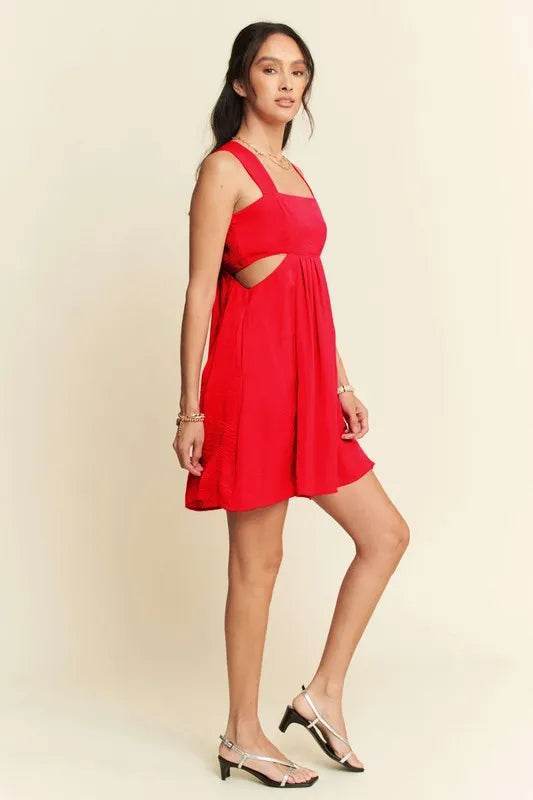 Davi & Dani Washed Satin Cutout Skirt Bandeau Mini Dress - Veloro