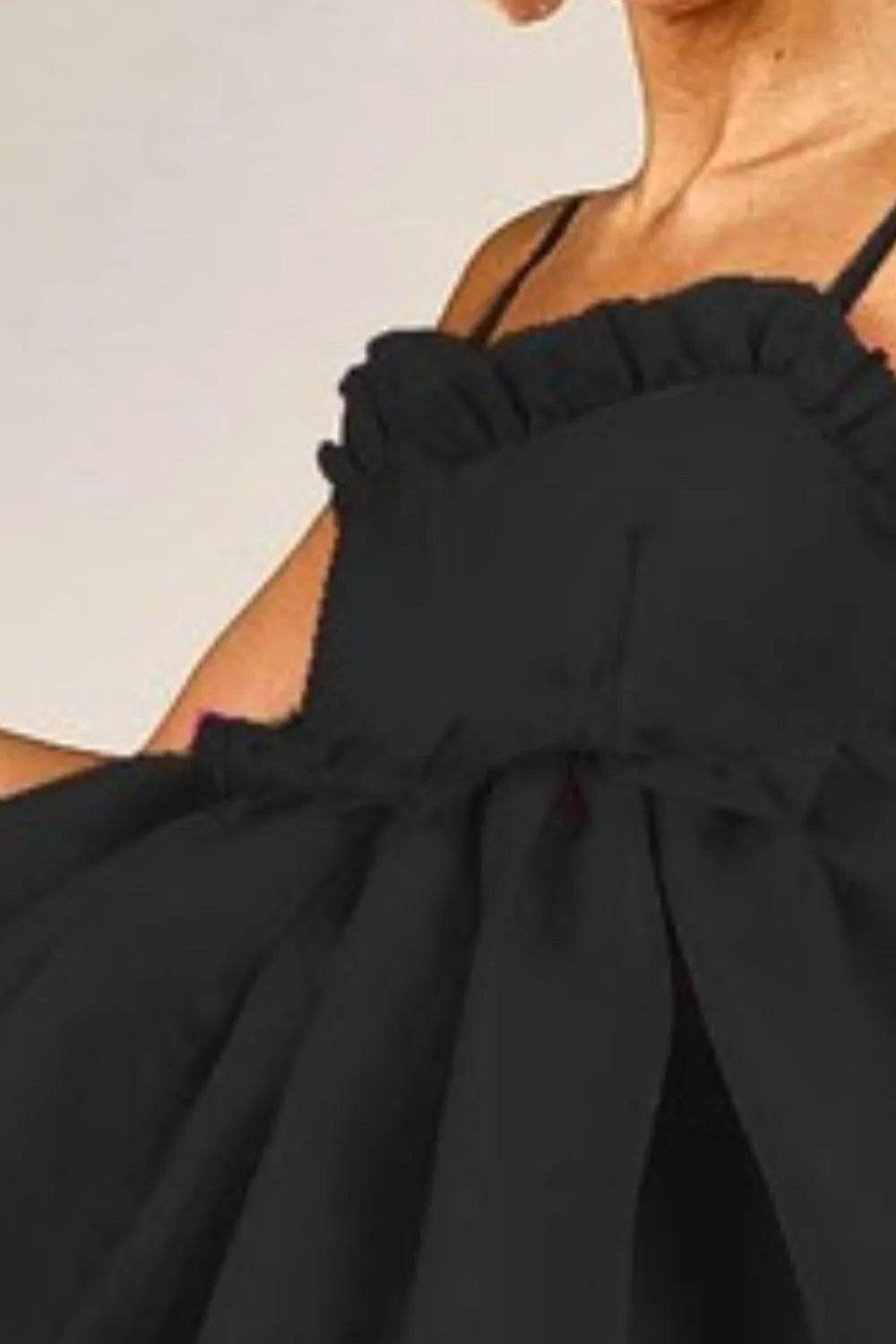 BiBi Ruffled Edge Sweet Heart Neck Sleeveless Tulle Dress - Veloro