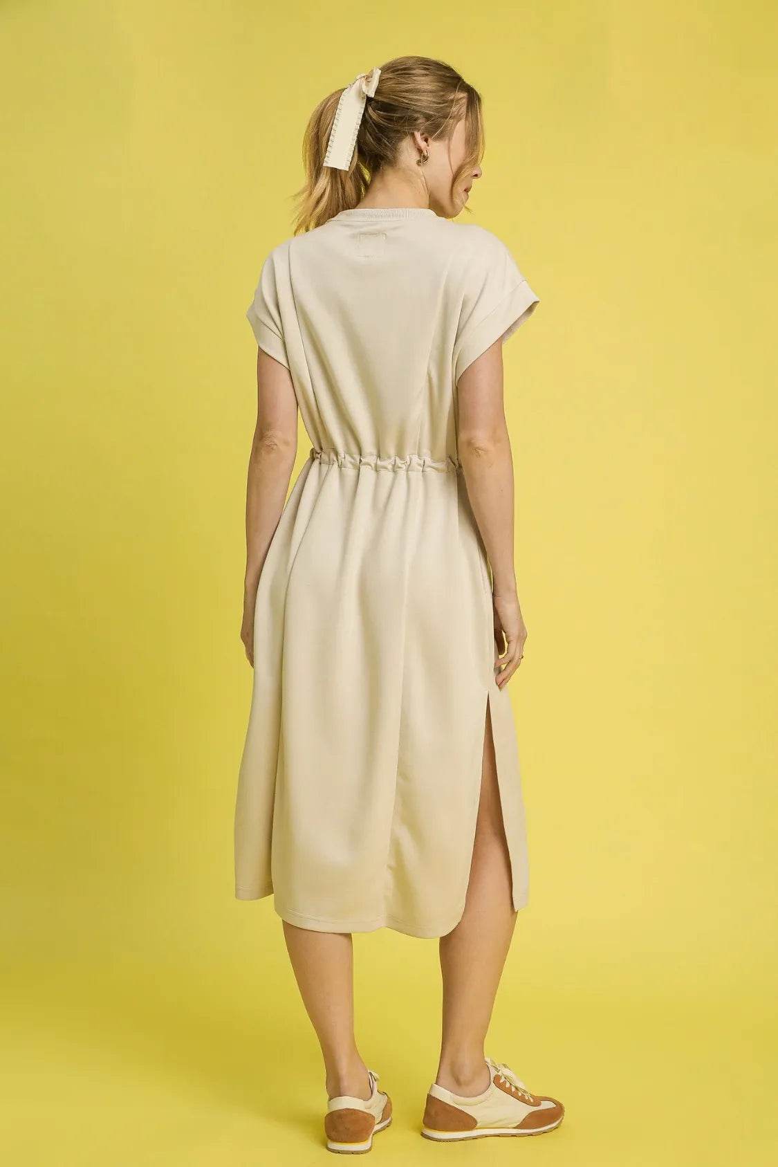 Umgee Side Slit Short Sleeve Midi Tee Dress - Veloro
