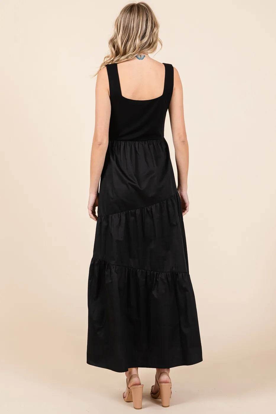Mittoshop Mix Media Square Neck Maxi Dress - Veloro
