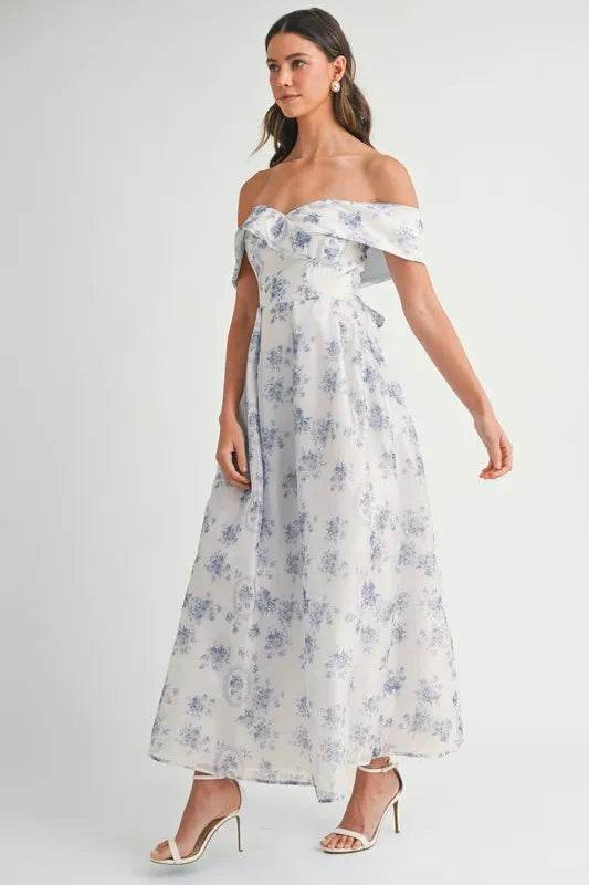 MABLE Floral Printed Off Shoulder Maxi Dress - Veloro