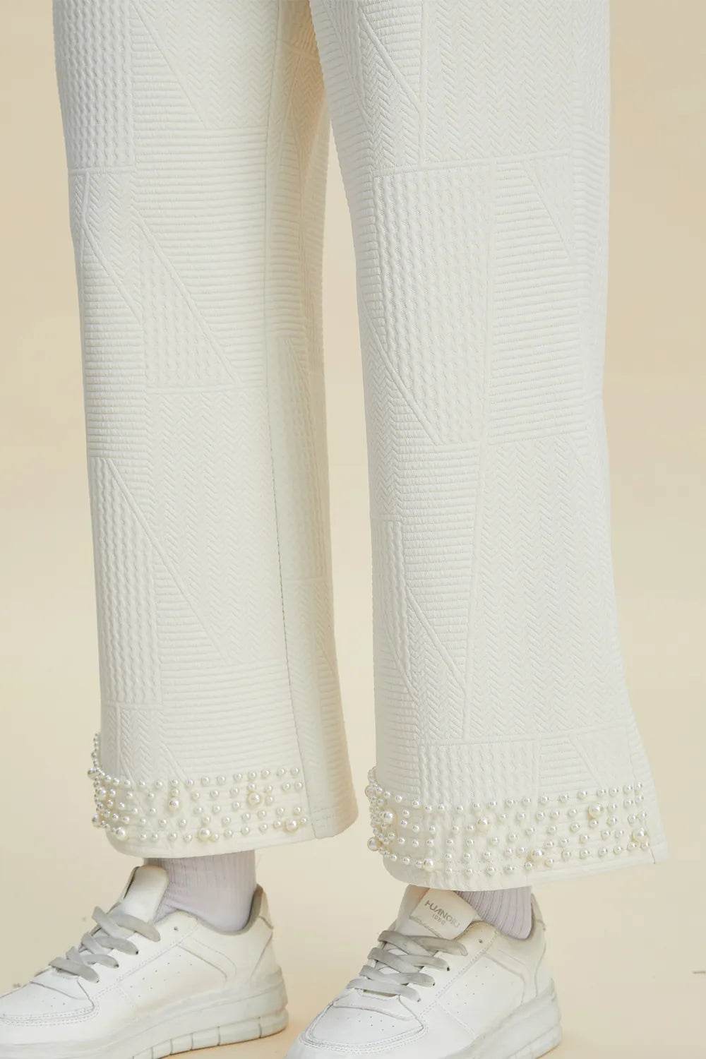 Double Take Full Size Pearl Detail Round Neck Top and Pants Set - Veloro