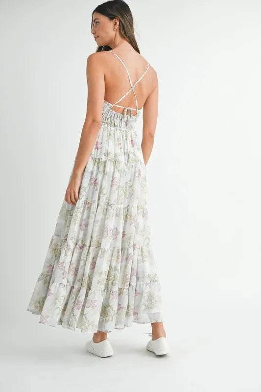 MABLE Floral Print Tiered Cami Maxi Dress - Veloro