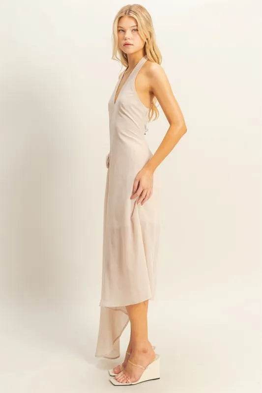 HYFVE Chiffon Halter Asymmetrical Hem Dress - Veloro