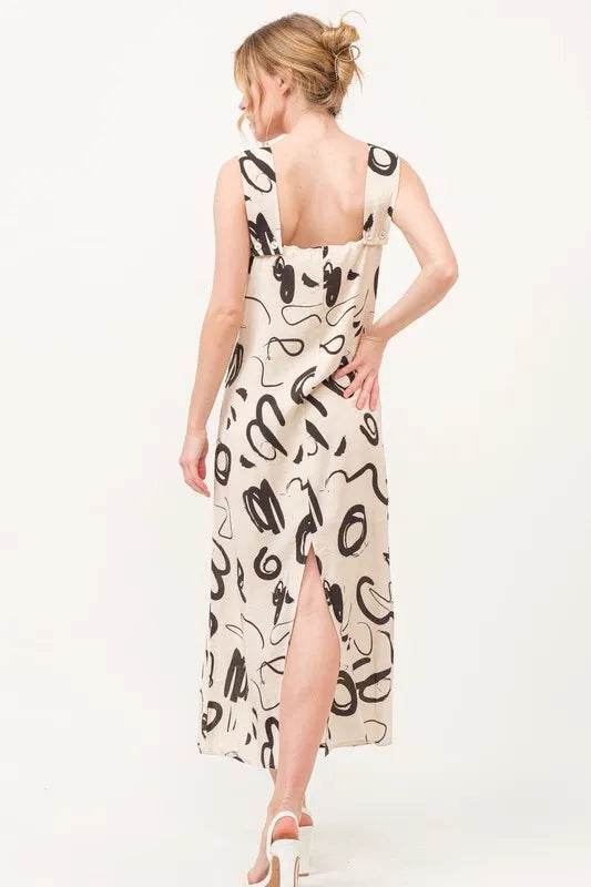 And The Why Square Neck Abstract Printed Maxi Dress - Veloro